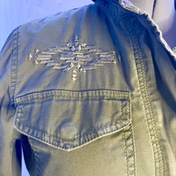 Gap Army Green Utility Jacket, Embroidered Detailing, Gathered Waist, Women’s M - Picture 7 of 10